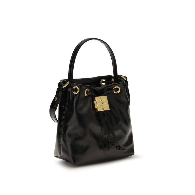 Balmain Black Calf Leather Bos Taurus Bucket Bag