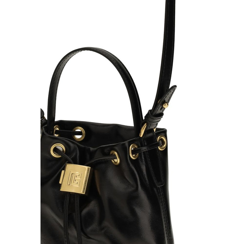 Balmain Black Calf Leather Bos Taurus Bucket Bag