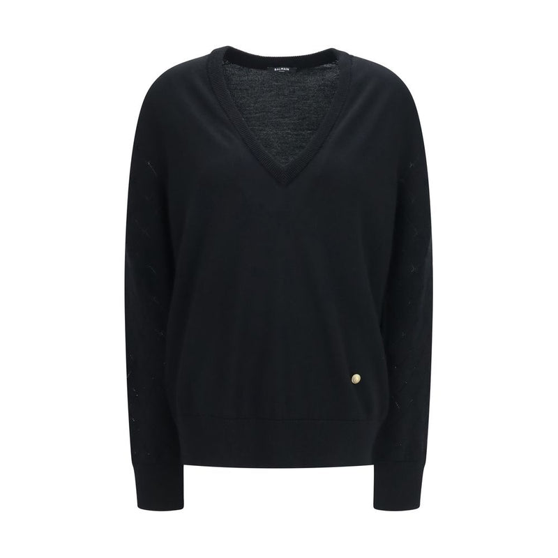 Balmain Black Wool Oves Aries Sweatshirt