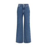 Balmain Blue Cotton Wide-Leg Jeans for Women