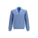 Fendi Blue Cotton Polo Shirt - Trompe-l’œil Selleria Knit