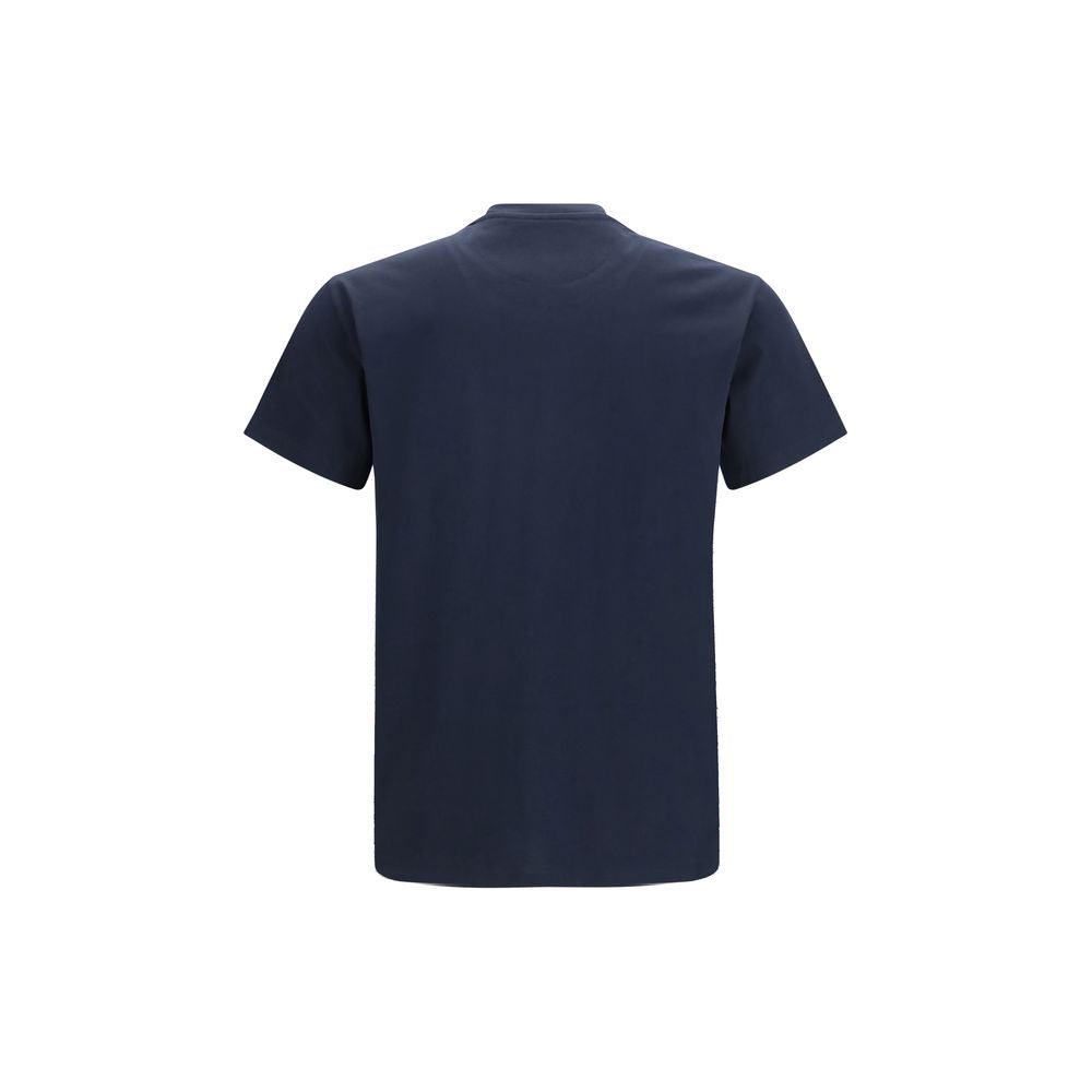 Fendi Blue Cotton T-Shirt with Asymmetric Logo
