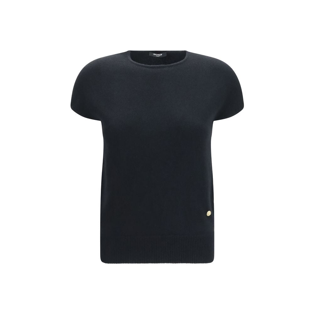 Balmain Black Wool Ovis Aries Sleeveless Sweater