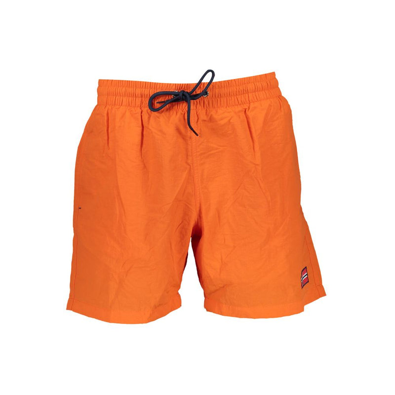 Norway 1963 Orange Polyamide Men's Swim Boxer Shorts