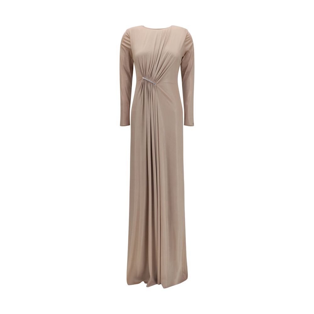 Robe Casual Beige en Polyester Nissa avec Détails en Cristal