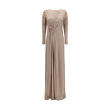 Robe Casual Beige en Polyester Nissa avec Détails en Cristal