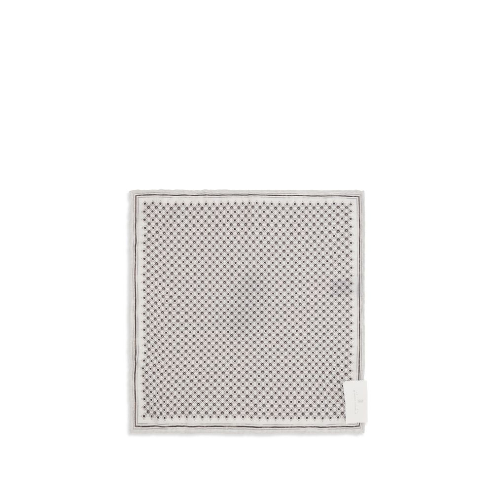 Brunello Cucinelli Gray Silk Scarf - Elegant Geometric Design