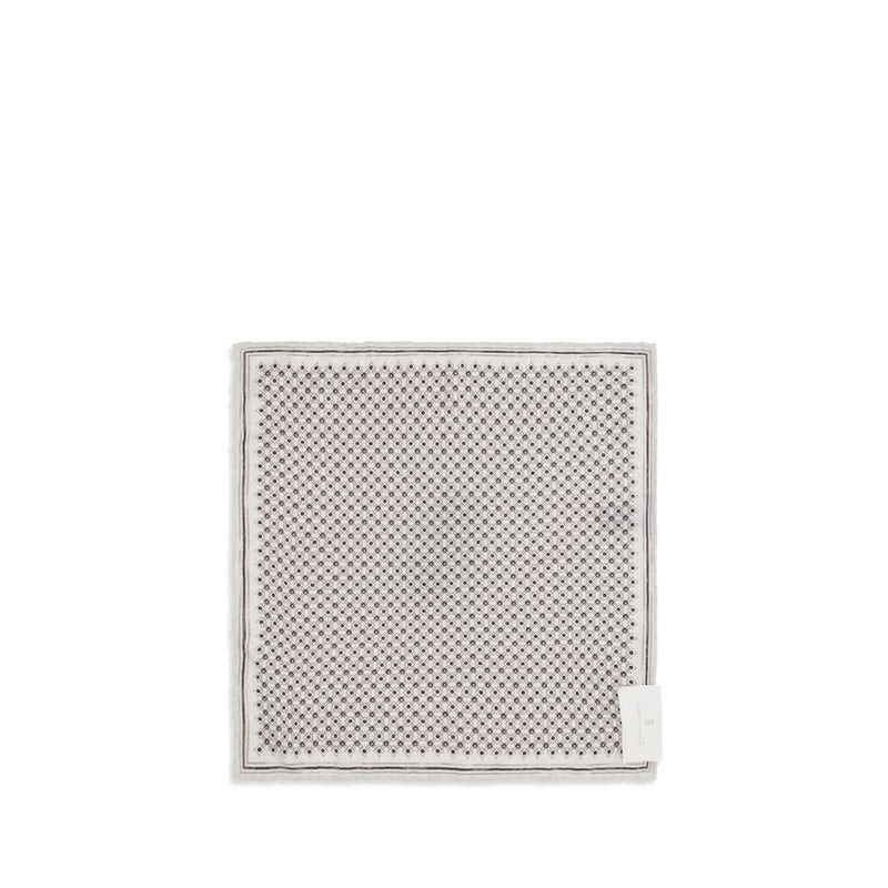 Brunello Cucinelli Gray Silk Scarf - Elegant Geometric Design