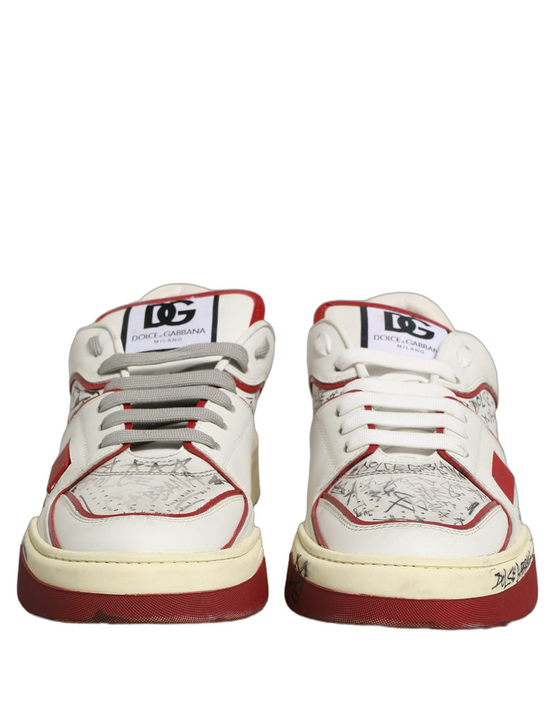 Dolce & Gabbana White Red New Roma Graffiti Sneakers