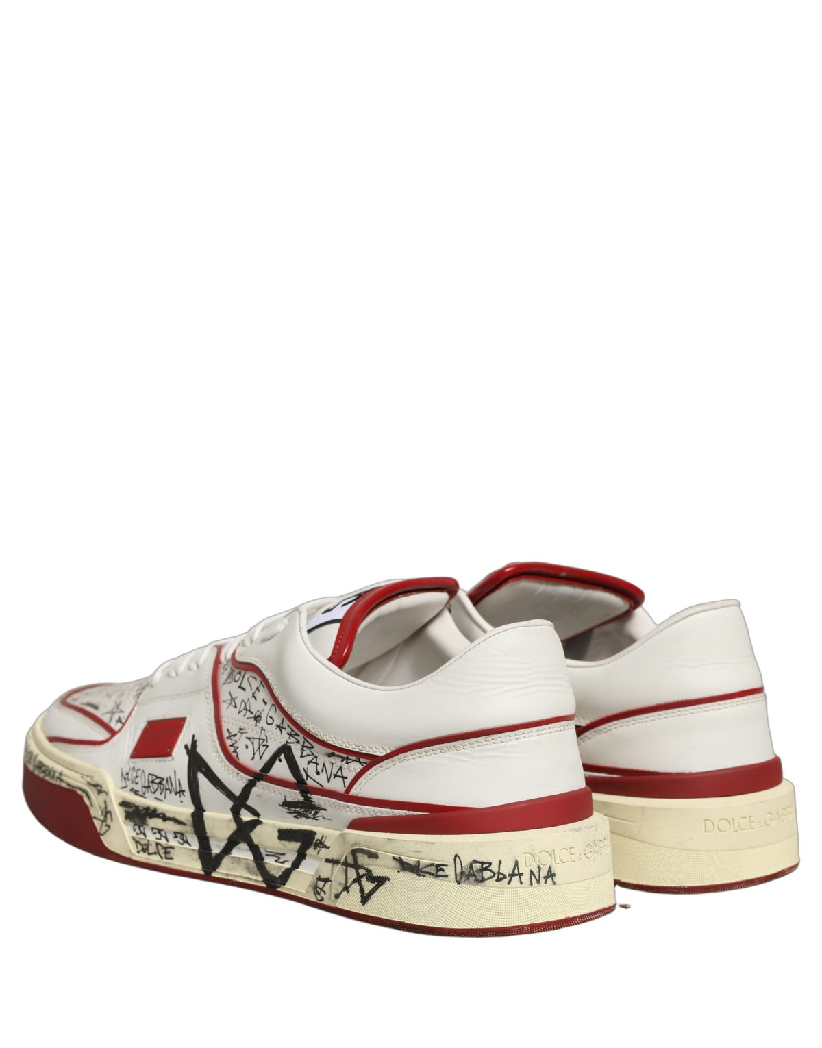 Dolce & Gabbana White Red New Roma Graffiti Sneakers