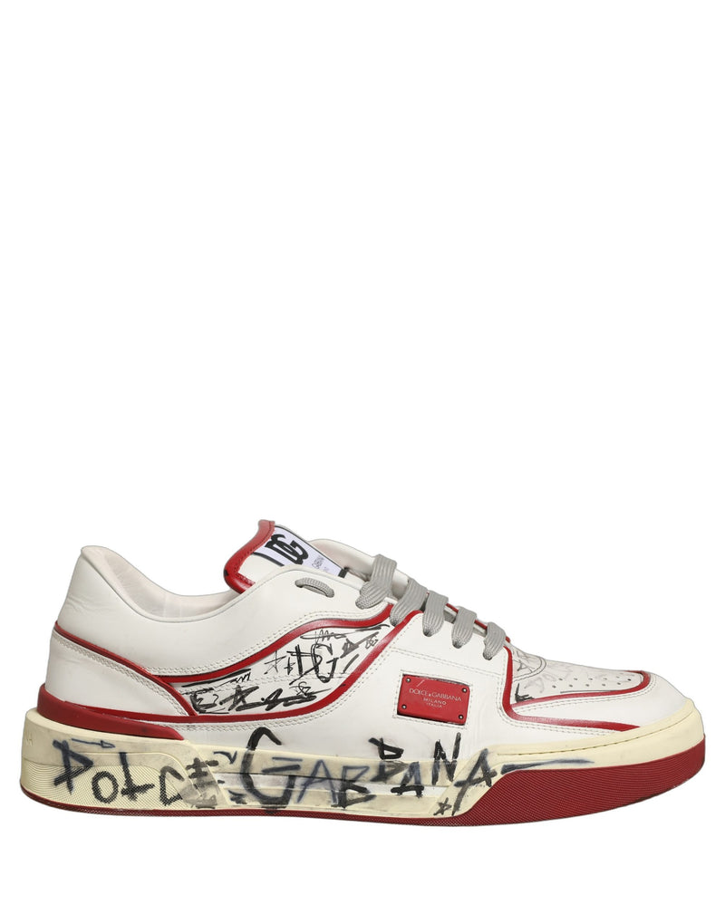 Dolce & Gabbana White Red New Roma Graffiti Sneakers