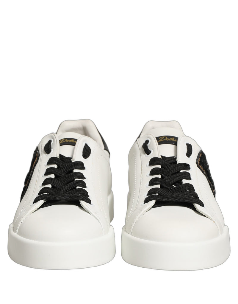 Dolce & Gabbana White Leather DG Logo Low Top Sneakers Shoes