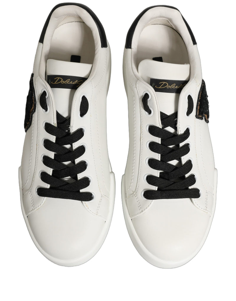 Dolce & Gabbana White Leather DG Logo Low Top Sneakers Shoes
