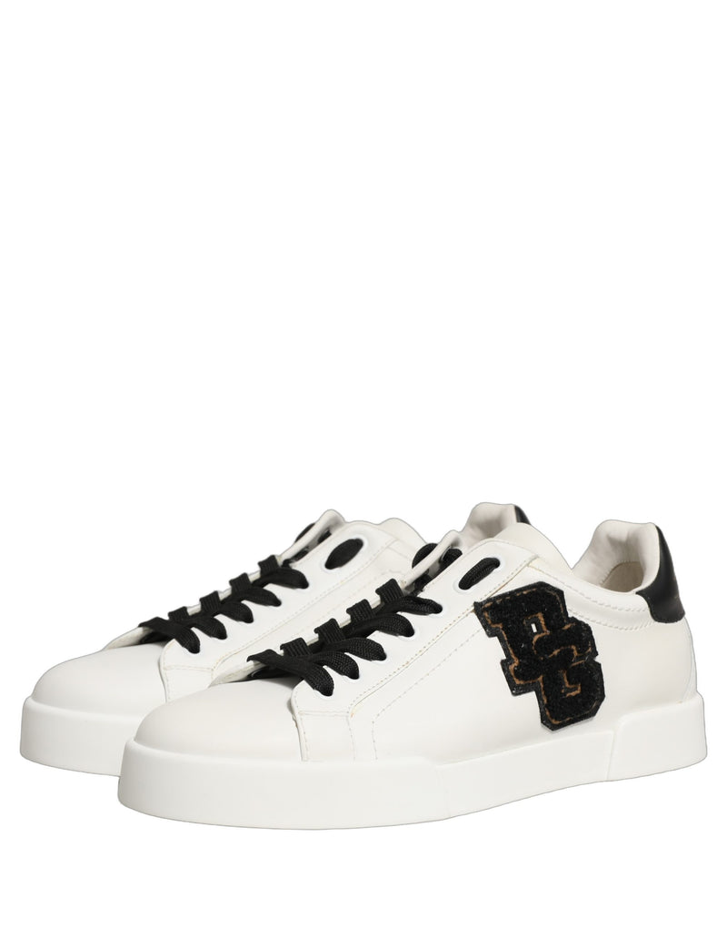 Dolce & Gabbana White Leather DG Logo Low Top Sneakers Shoes