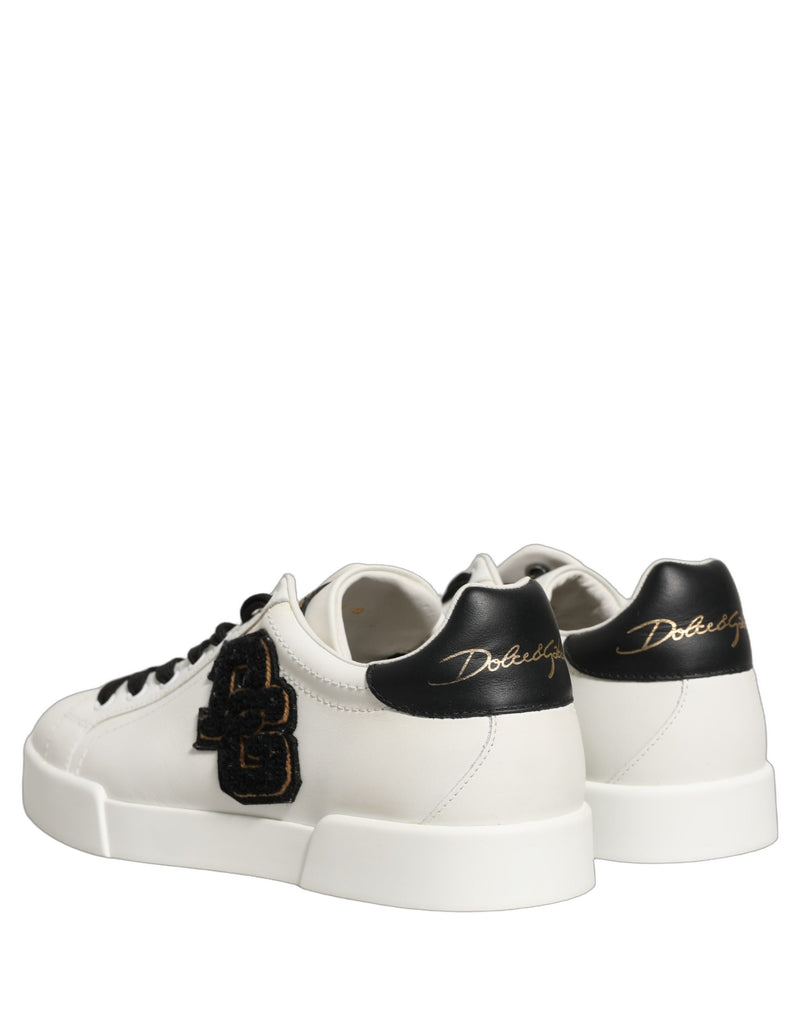 Dolce & Gabbana White Leather DG Logo Low Top Sneakers Shoes