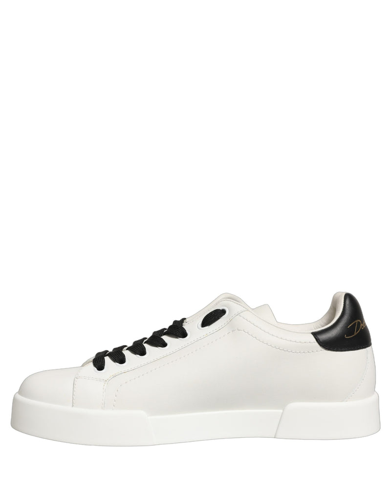 Dolce & Gabbana White Leather DG Logo Low Top Sneakers Shoes