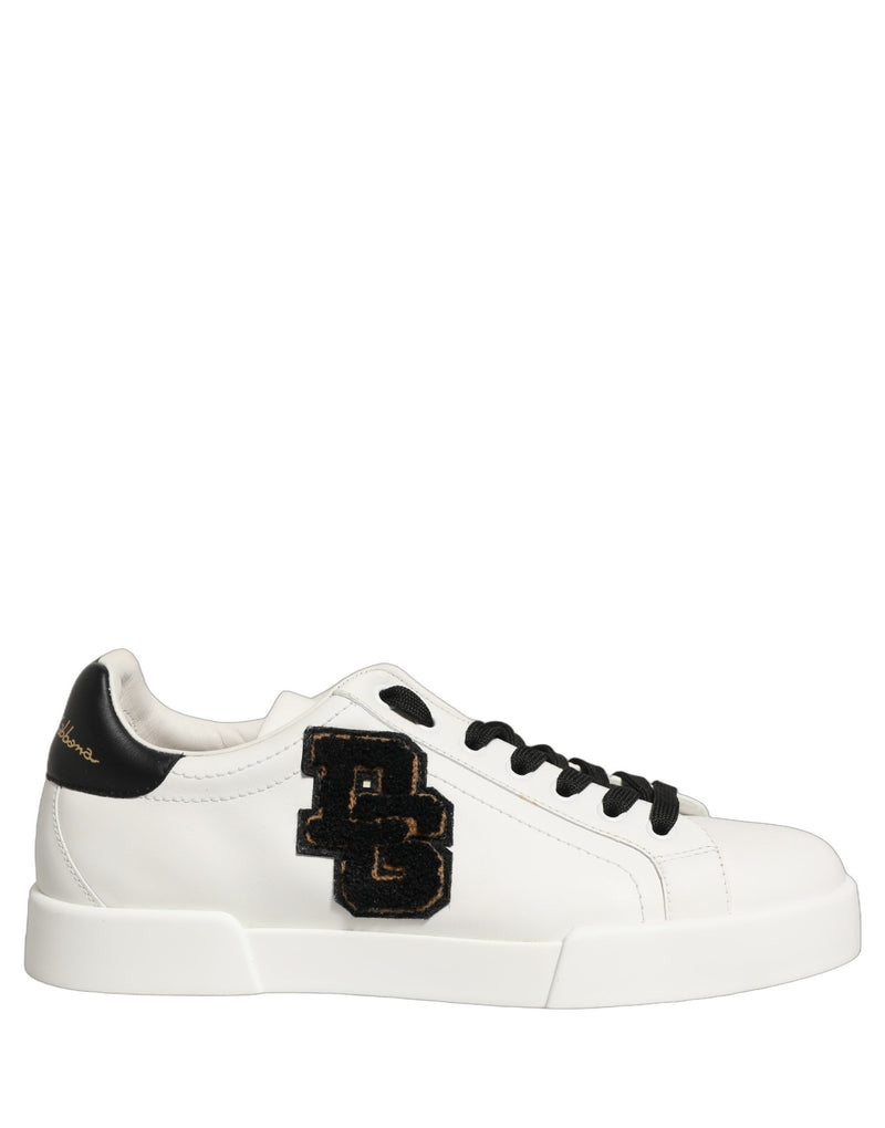 Dolce & Gabbana White Leather DG Logo Low Top Sneakers Shoes