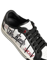 Dolce & Gabbana White Black DG Logo King Patch Low-Top Sneakers