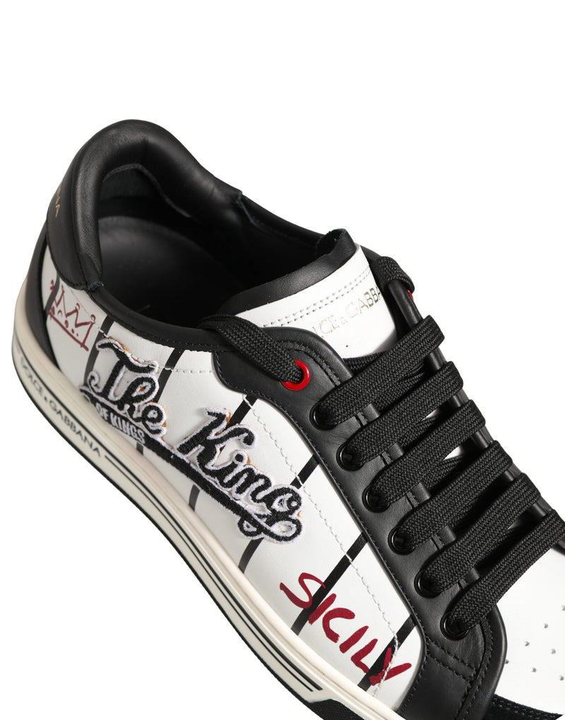 Dolce & Gabbana White Black DG Logo King Patch Low-Top Sneakers