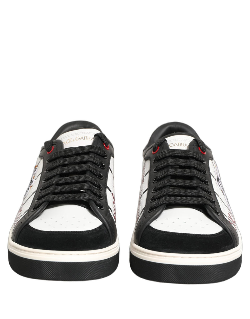 Dolce & Gabbana White Black DG Logo King Patch Low-Top Sneakers