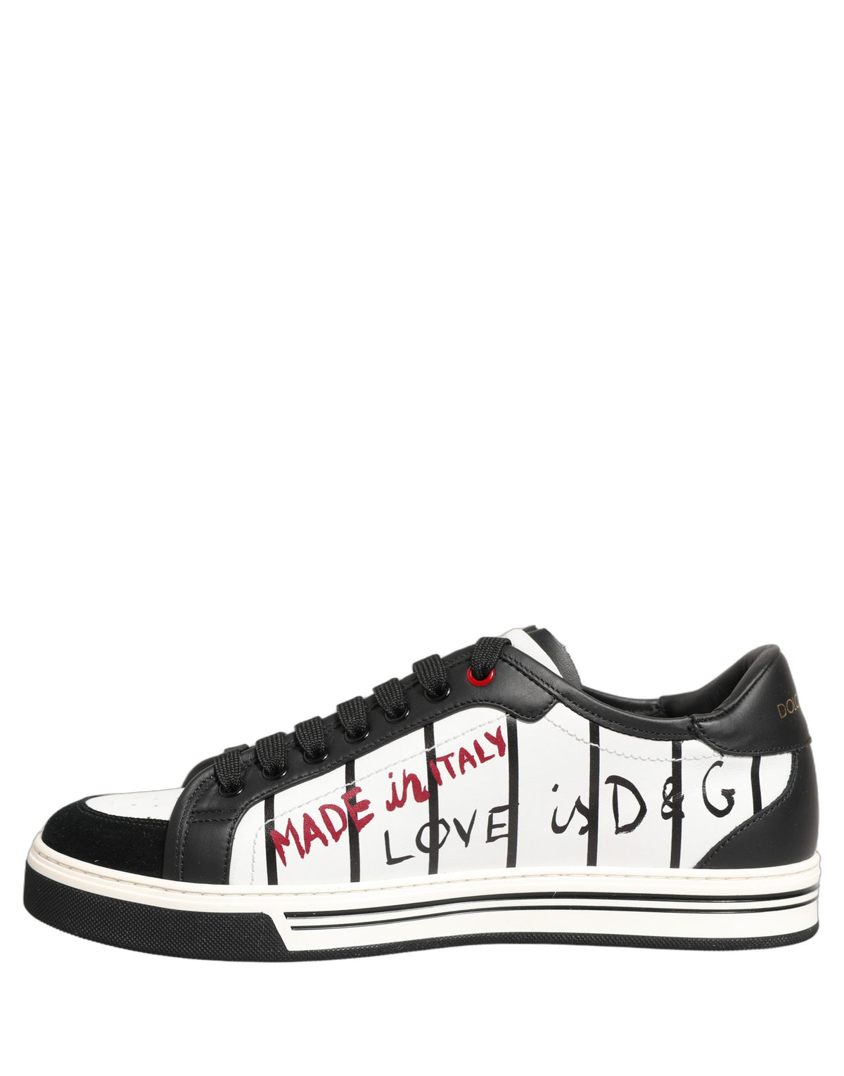 Dolce & Gabbana White Black DG Logo King Patch Low-Top Sneakers