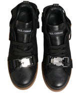 Dolce & Gabbana Black Leather Low Top Sneakers for Men