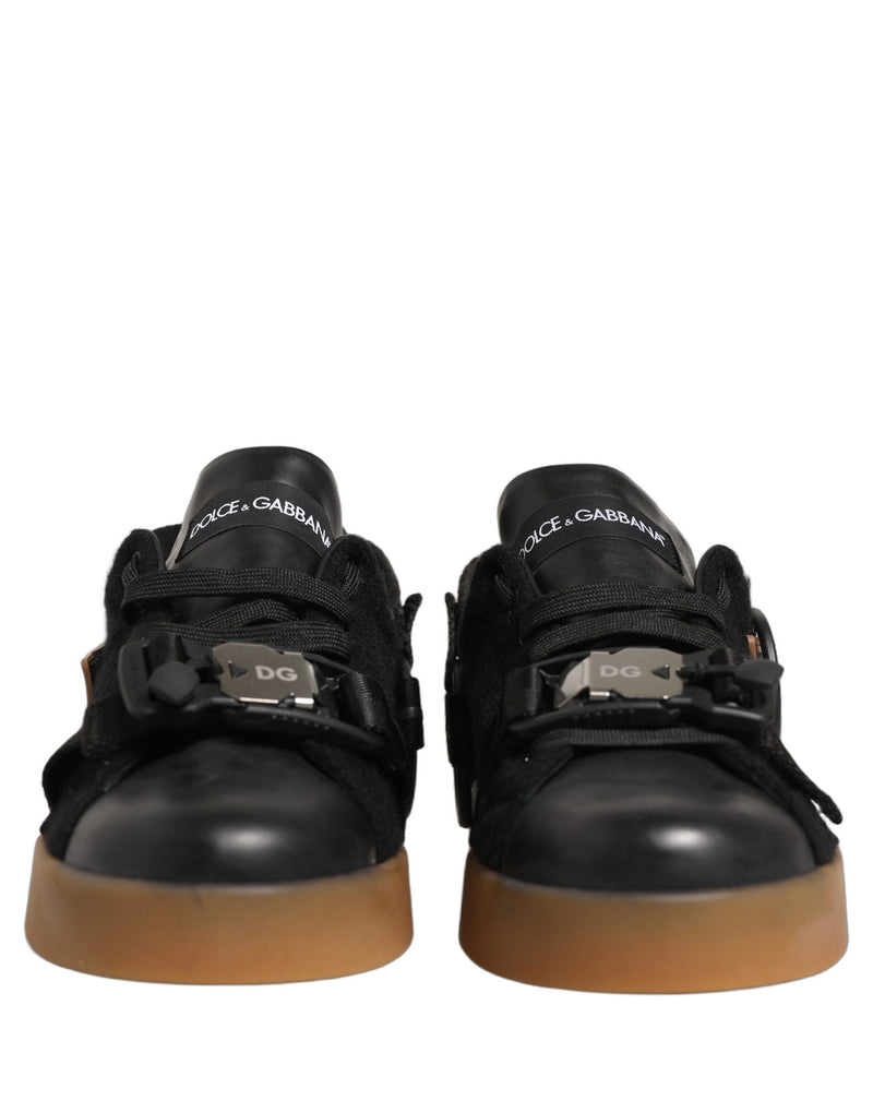 Dolce & Gabbana Black Leather Low Top Sneakers for Men