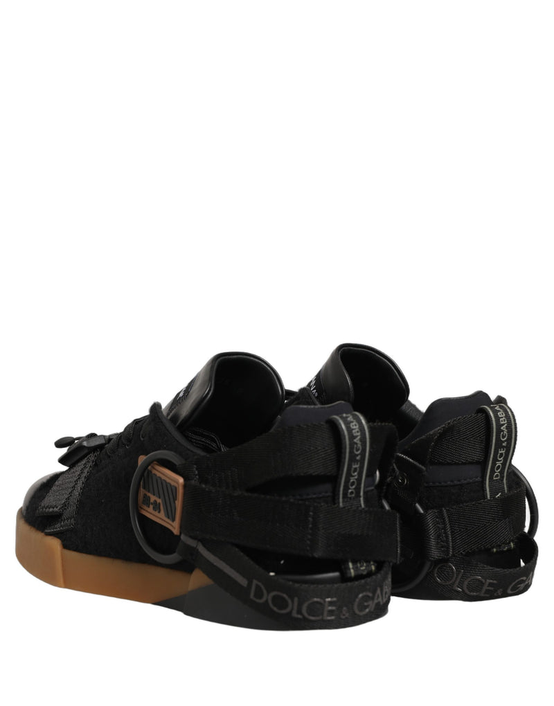 Dolce & Gabbana Black Leather Low Top Sneakers for Men