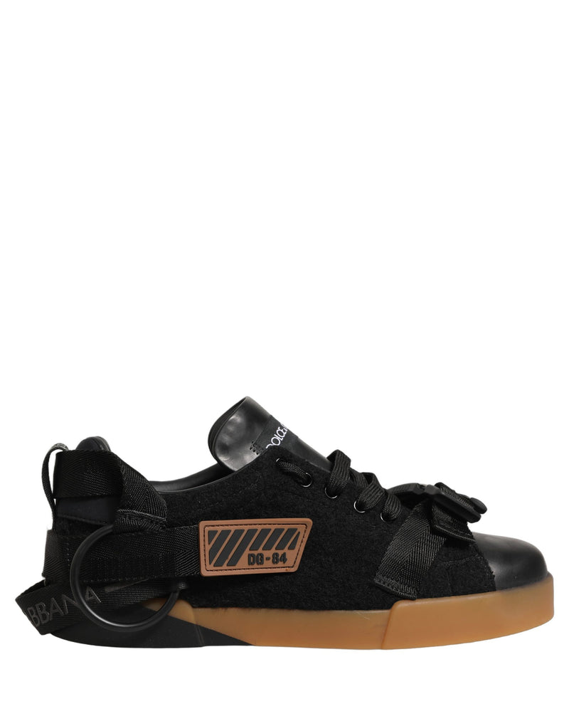 Dolce & Gabbana Black Leather Low Top Sneakers for Men