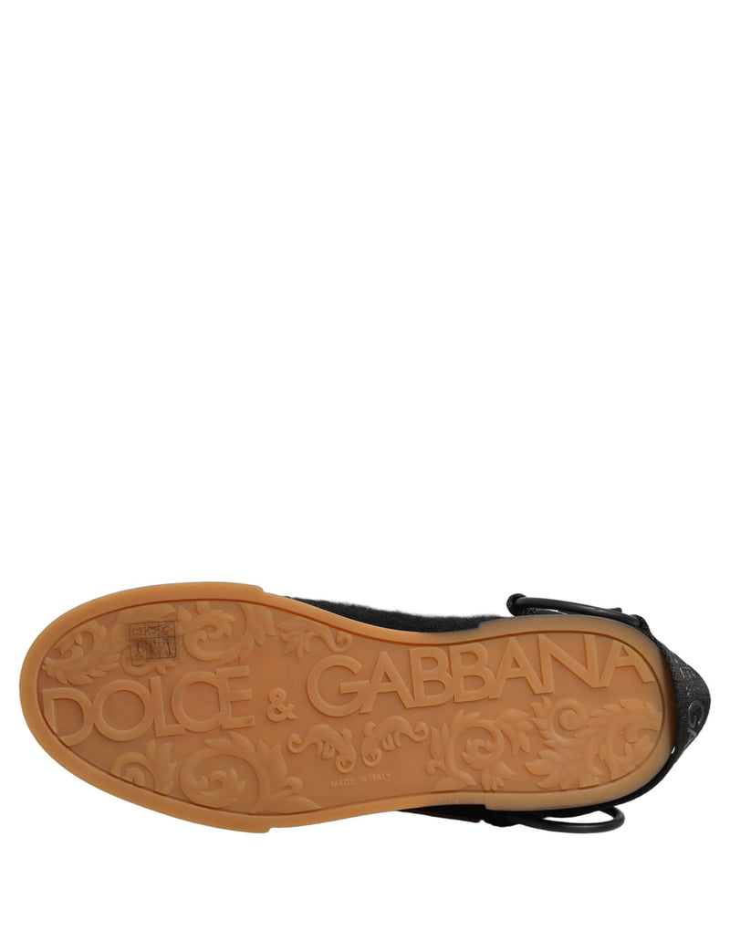 Dolce & Gabbana Black Leather Low Top Sneakers for Men