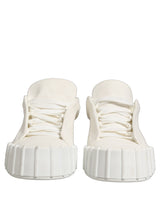 Dolce & Gabbana White Leather Low Top Lace Up Sneakers