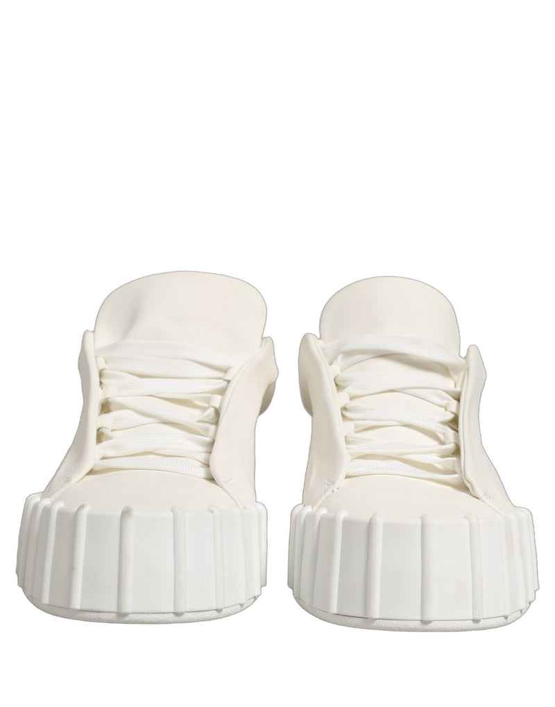 Dolce & Gabbana White Leather Low Top Lace Up Sneakers
