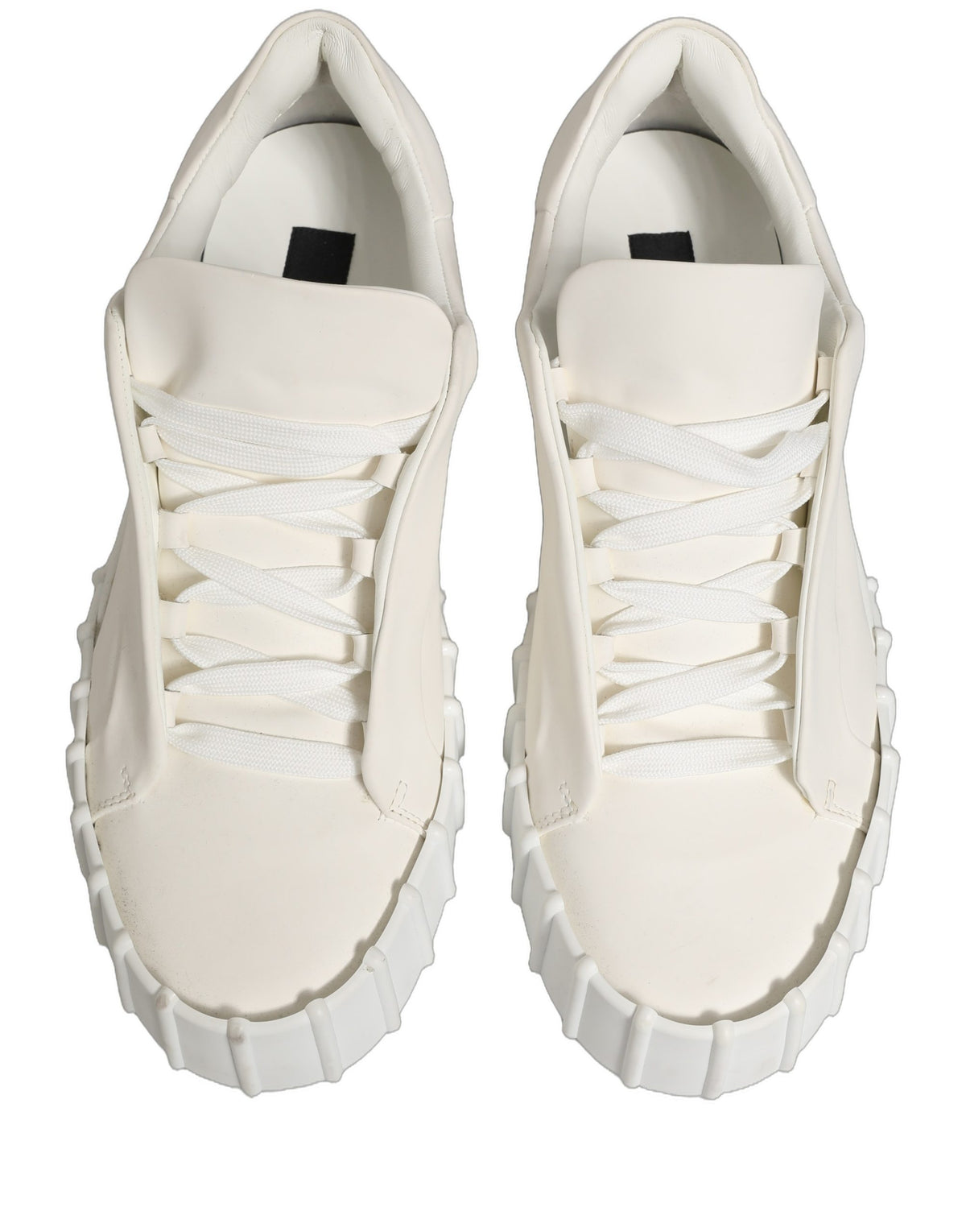 Dolce & Gabbana White Leather Low Top Lace Up Sneakers