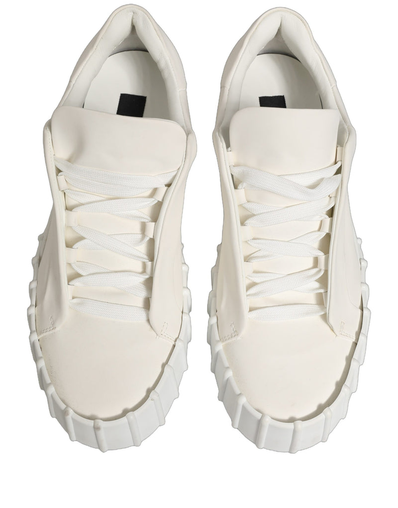 Dolce & Gabbana White Leather Low Top Lace Up Sneakers