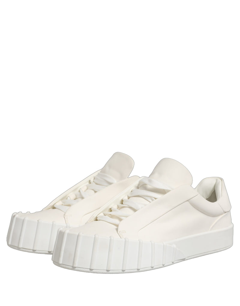 Dolce & Gabbana White Leather Low Top Lace Up Sneakers