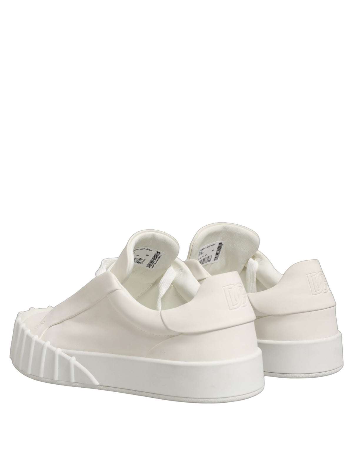 Dolce & Gabbana White Leather Low Top Lace Up Sneakers