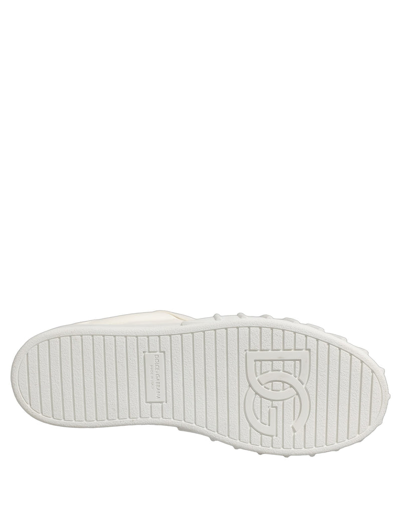 Dolce & Gabbana White Leather Low Top Lace Up Sneakers