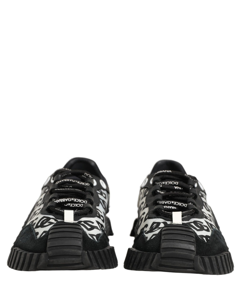 Dolce & Gabbana Black Logo Lace Up Low Top NS1 Men Sneakers