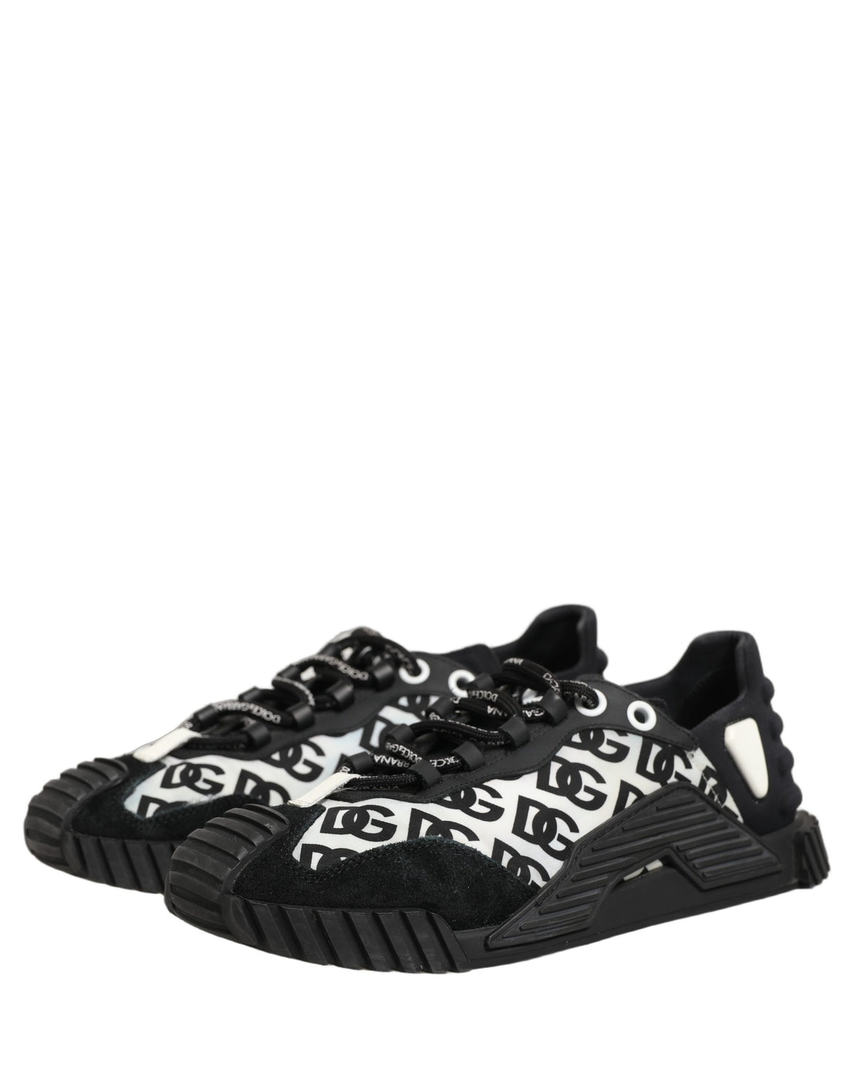 Dolce & Gabbana Black Logo Lace Up Low Top NS1 Men Sneakers