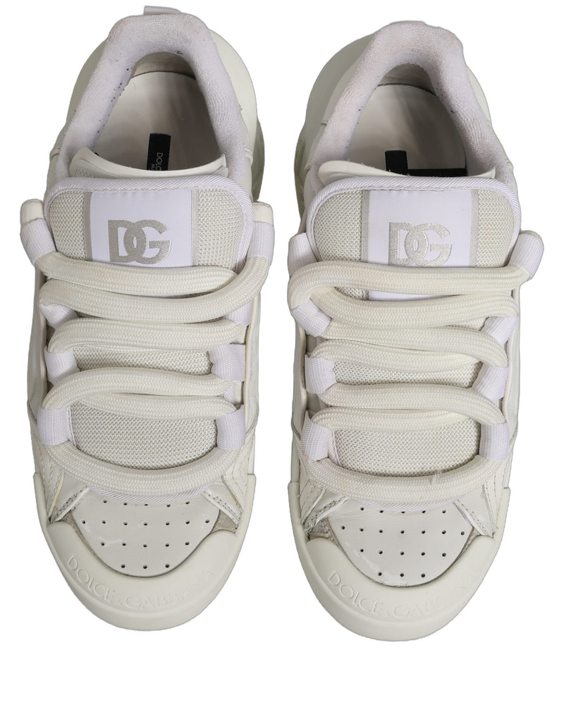 Dolce & Gabbana White Leather Portofino Space Sneakers