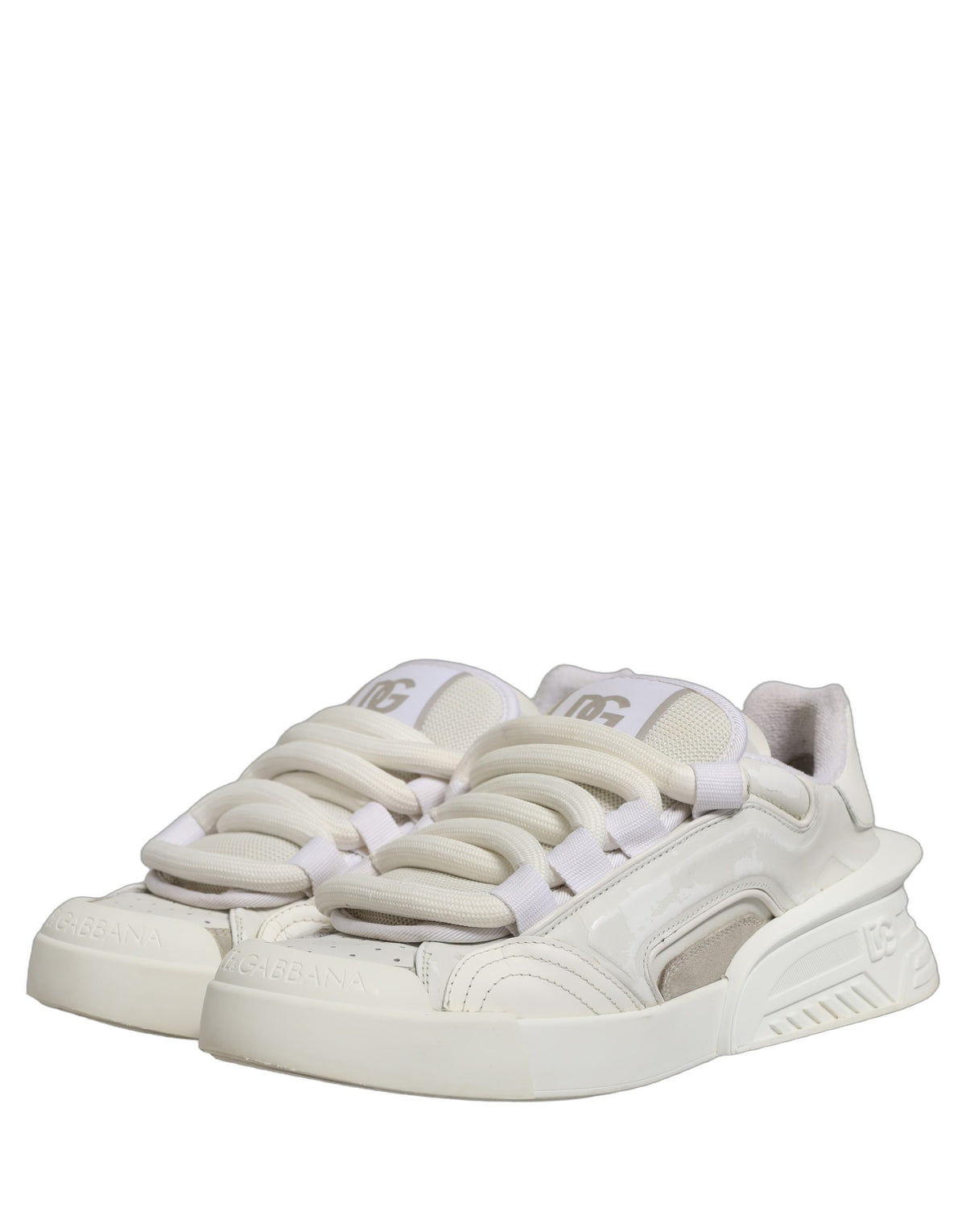 Dolce & Gabbana White Leather Portofino Space Sneakers