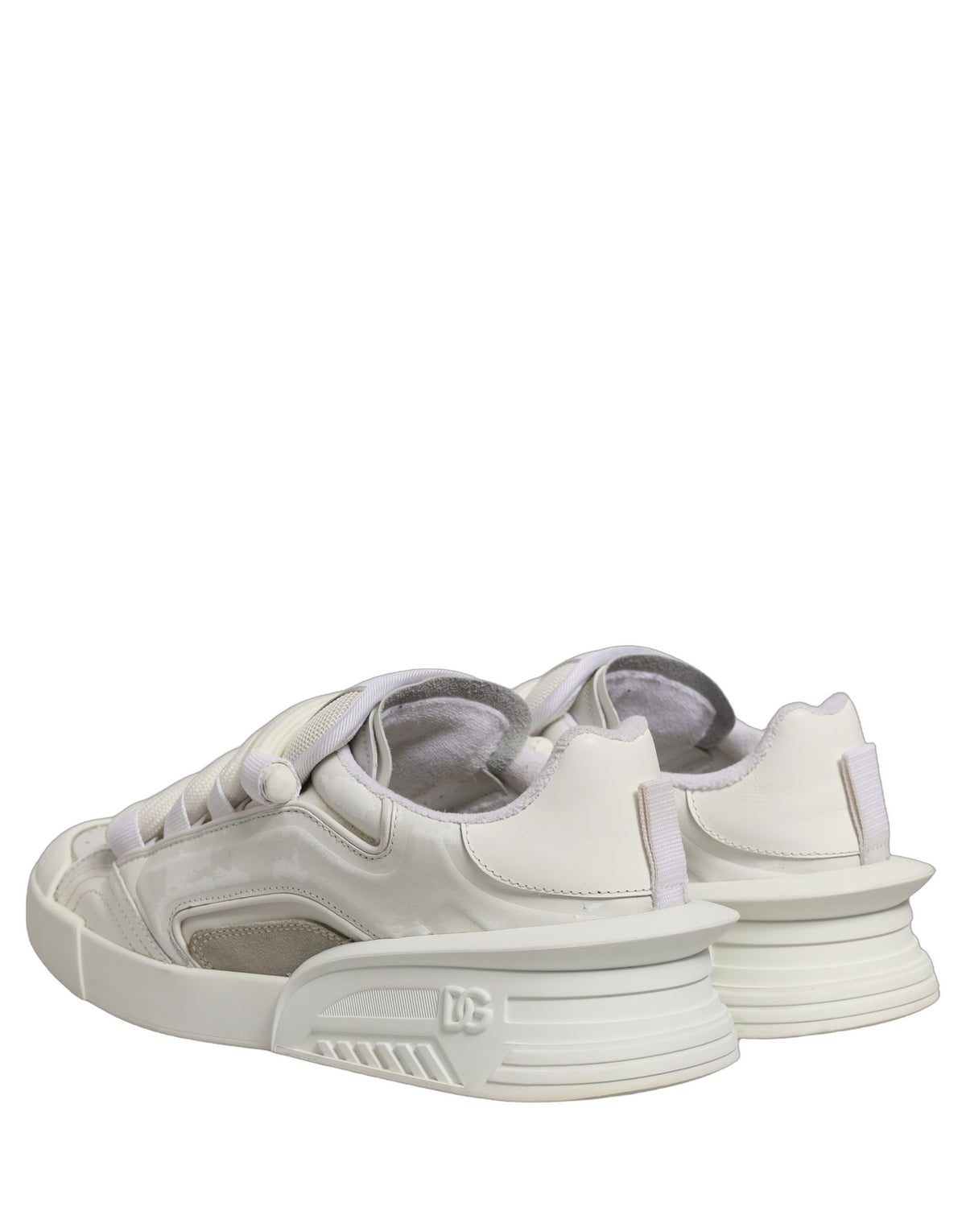 Dolce & Gabbana White Leather Portofino Space Sneakers