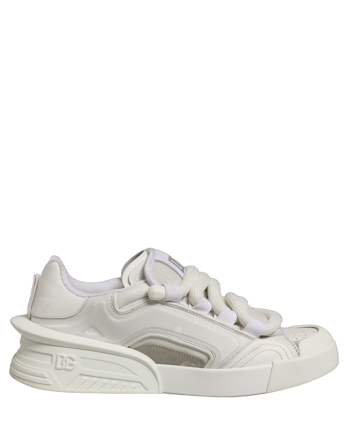 Dolce & Gabbana White Leather Portofino Space Sneakers