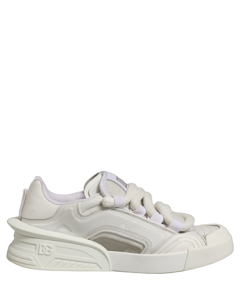 Dolce & Gabbana White Leather Portofino Space Sneakers