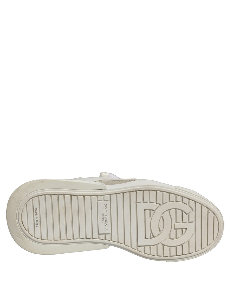 Dolce & Gabbana White Leather Portofino Space Sneakers