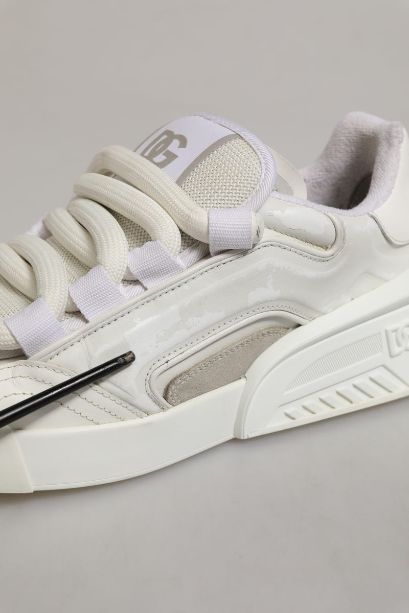 Dolce & Gabbana White Leather Portofino Space Sneakers