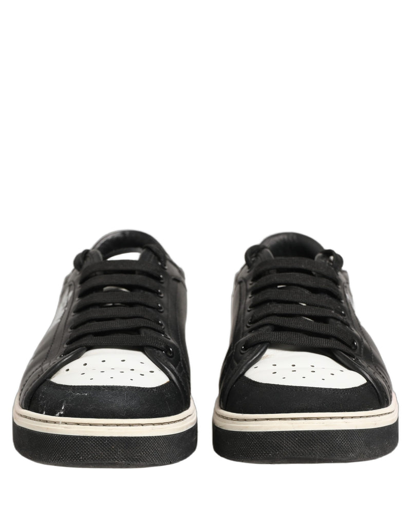 Dolce & Gabbana Black Leather Crown Milano Men Sneakers