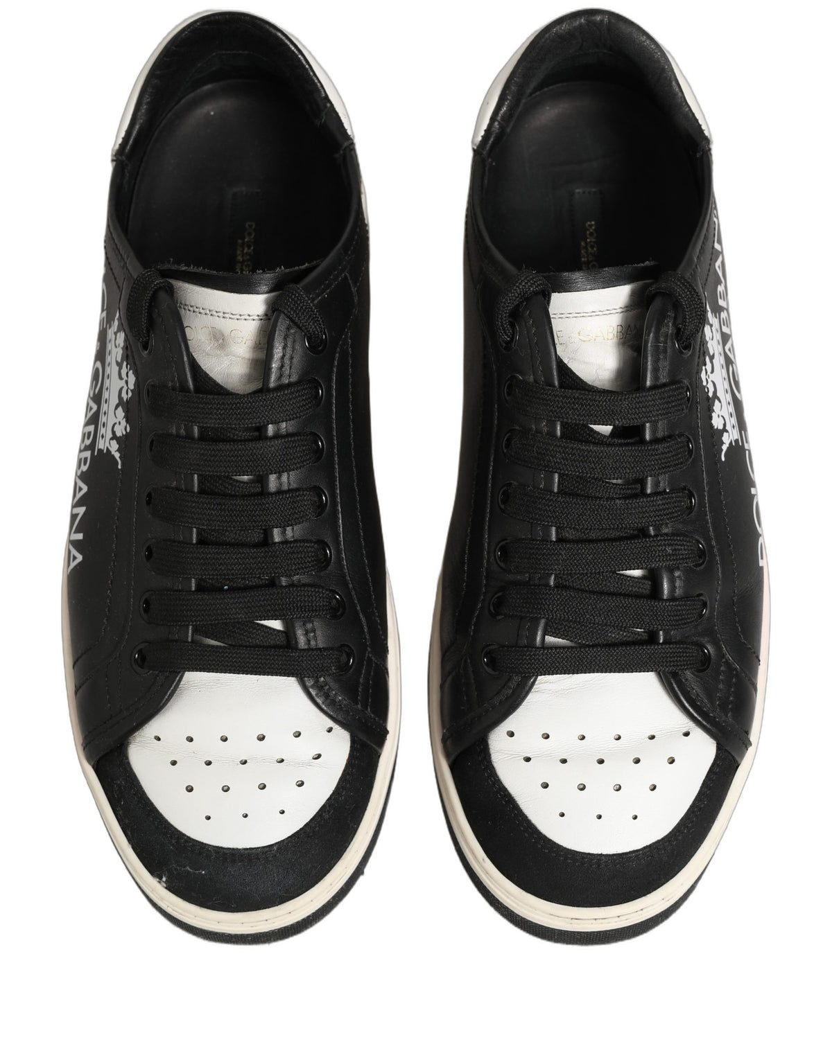Dolce & Gabbana Black Leather Crown Milano Sneakers for Men