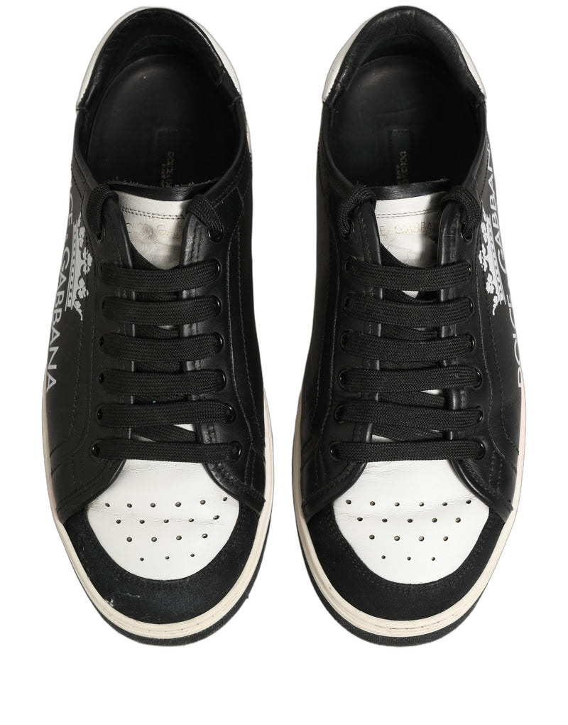 Dolce & Gabbana Black Leather Crown Milano Men Sneakers