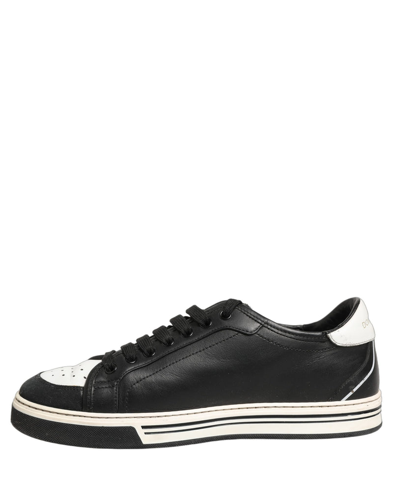 Dolce & Gabbana Black Leather Crown Milano Men Sneakers